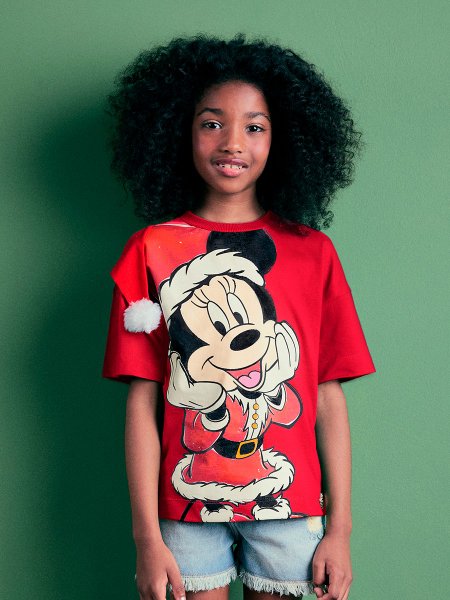T-Shirt Infantil Minnie Noel Animê