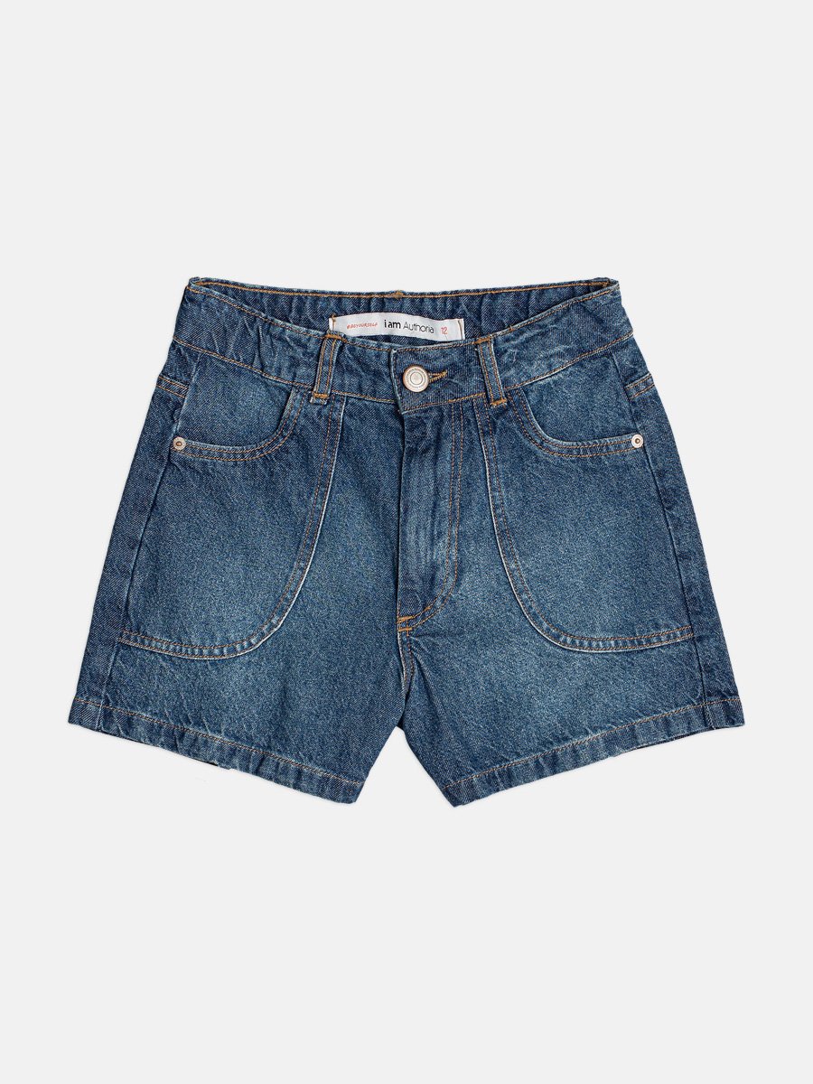 Short Feminino Authoria Trendy Jeans com Máxi Bolsos