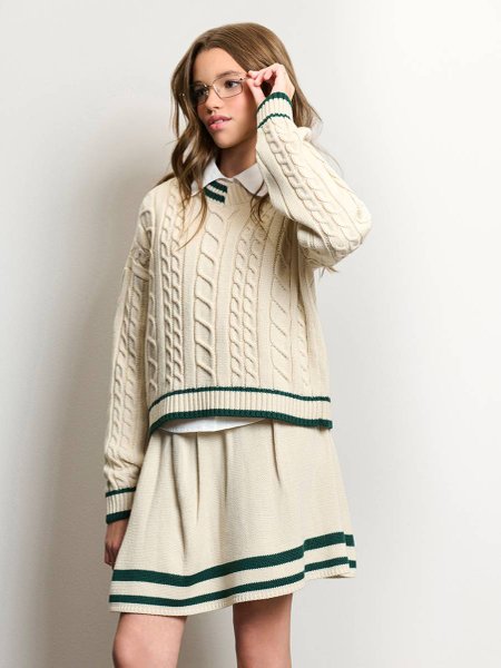 Casaco Feminino Authoria de Tricot com Listras