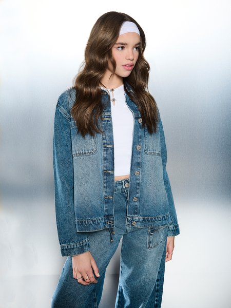 Jaqueta Feminina Authoria Jeans com Laços Laterais