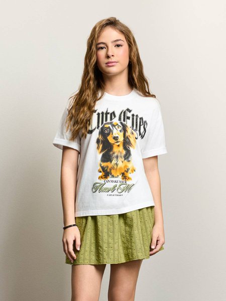 T-Shirt Feminino Authoria Off White Cute Dog