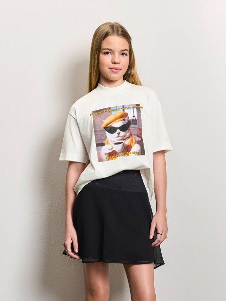 T-Shirt Feminino Authoria Oversized Cat Meme