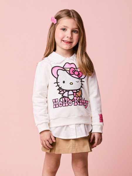 Casaco Infantil Menina de Moletom da Hello Kitty Cowgirl