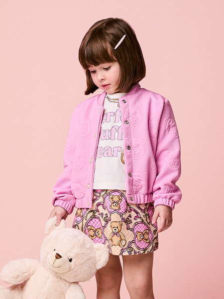 Jaqueta Infantil Menina de Matelassê com Ursinhos