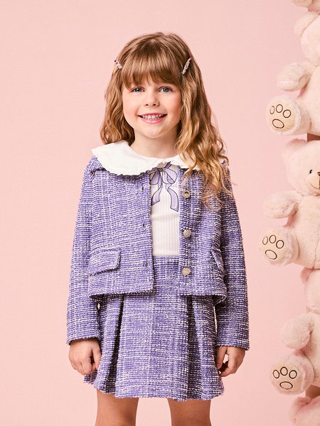 Casaco Infantil Menina de Tweed com Brilho
