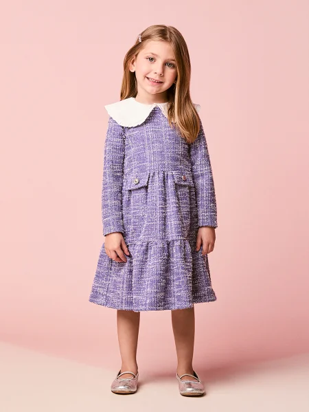 Vestido Infantil Menina em Tweed com Recorte