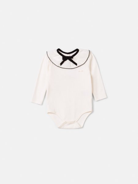 Body Infantil Menina Animê Manga Longa com Gola de Babado