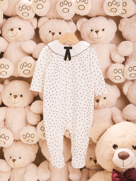 Macacão Infantil Menina de Poá com Lacinho