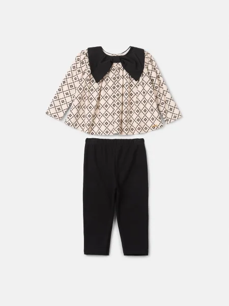 Conjunto Infantil Menina Animê Manga Longa com Gola Laço