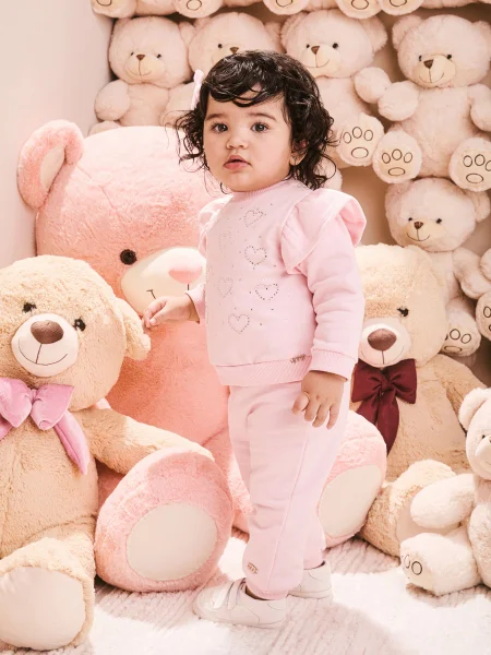 Conjunto Infantil Menina de Moletom com Strass de Coração