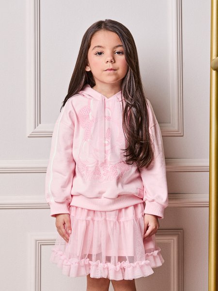 Casaco Infantil Menina Animê de Moletom Minnie com Capuz e Strass