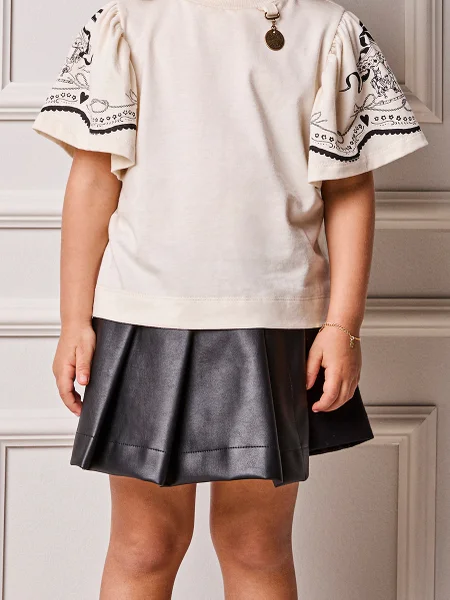Short Saia Infantil Menina Animê Fake Leather