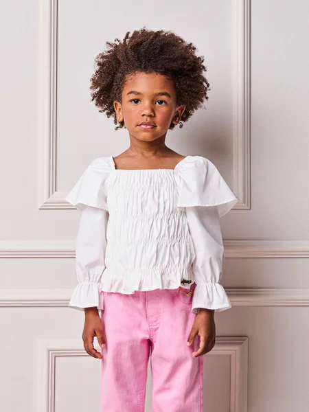 Blusa Infantil Menina Animê de Lastex com Manga Dupla e Barrado