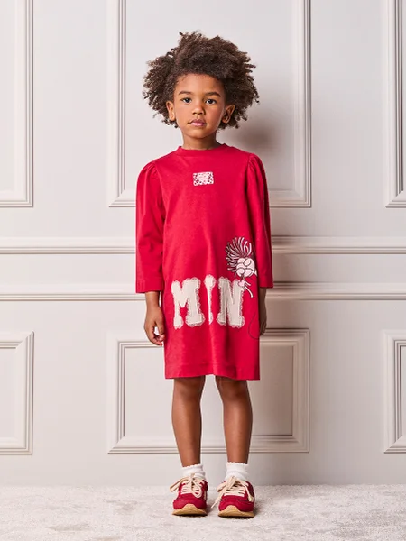 Vestido Infantil Menina Animê Manga Longa Cherry da Minnie