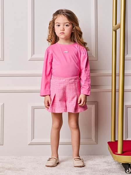 Conjunto Infantil Menina Animê de Tweed com Pregas