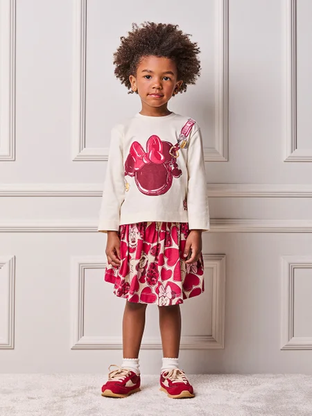 Conjunto Infantil Menina Animê da Minnie com Bolsa Fake