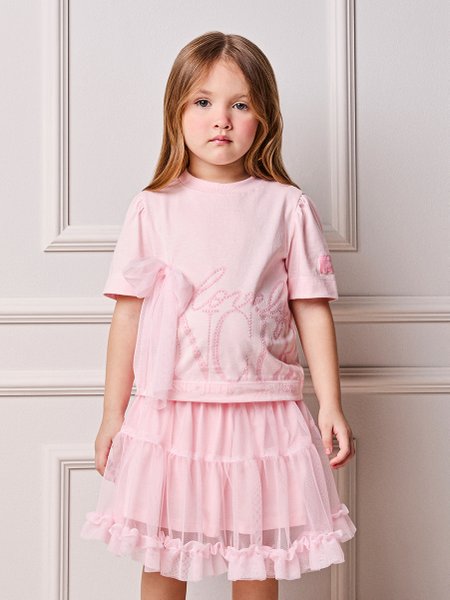 Blusa Infantil Menina Animê Lovely Dancer com Laço de Tule