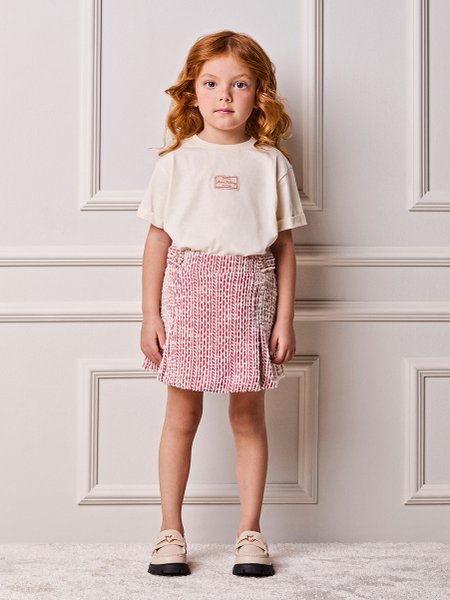 Conjunto Infantil Menina Animê de Tweed com Pregas