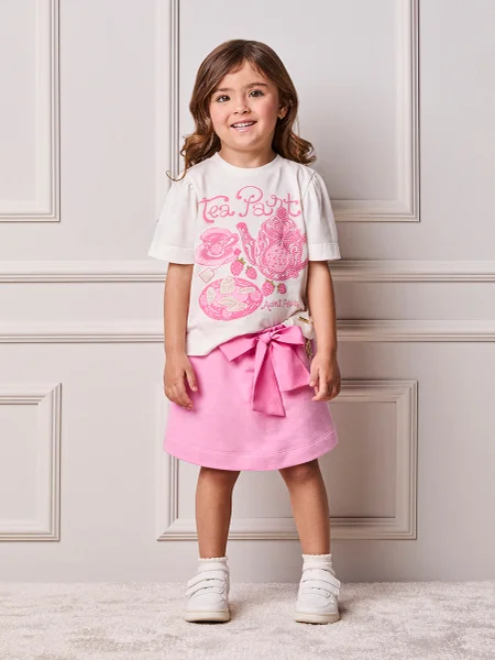 Conjunto Infantil Menina Animê Tea Time com Laço