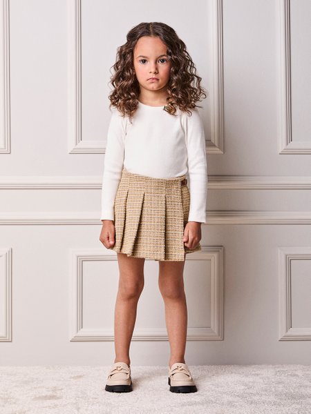 Conjunto Infantil Menina Animê Canelado com Tweed e Fivela