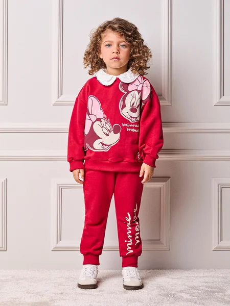Conjunto Infantil Menina Animê de Moletom da Minnie Mouse