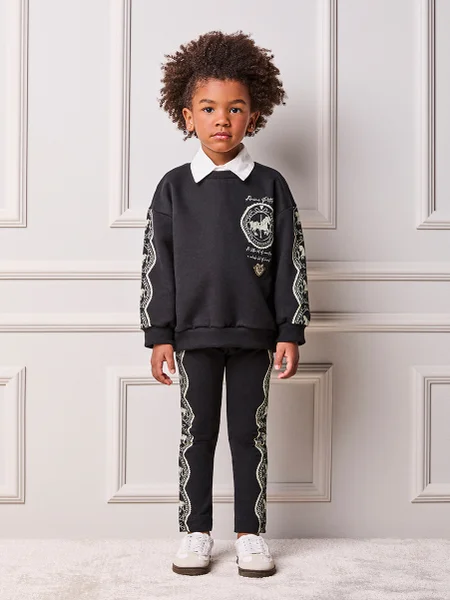 Conjunto Infantil Menina Animê de Moletom Estampada