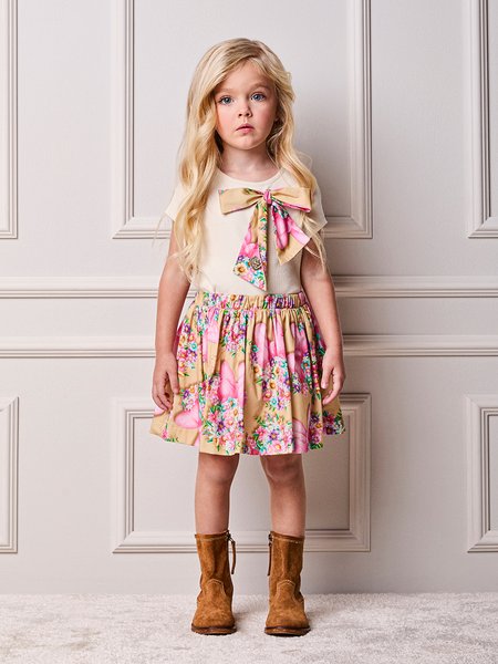 Conjunto Infantil Menina Animê Canelado Floral da Minnie