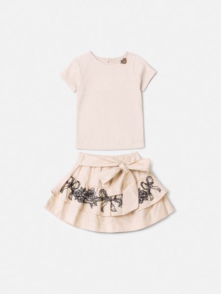 Conjunto Infantil Menina Animê com Bordado Floral