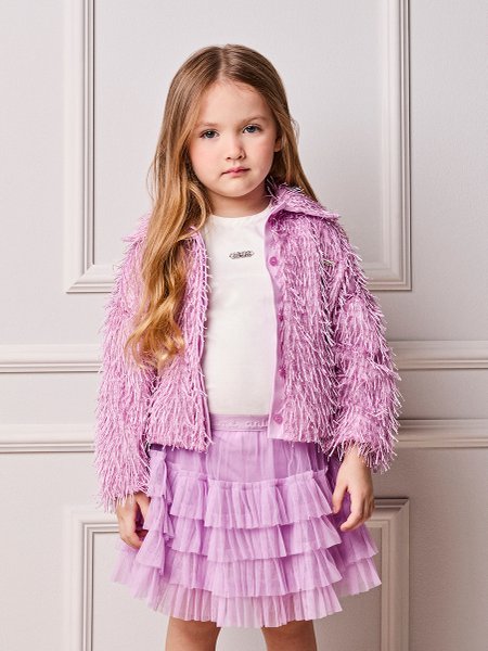 Jaqueta Infantil Menina Animê Lilás com Franjas