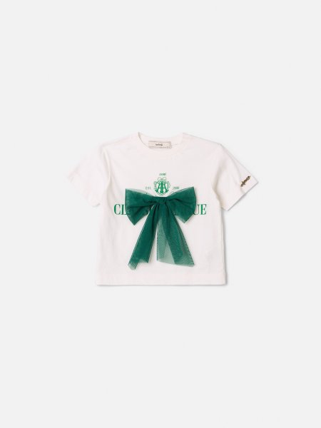 Blusa Infantil Menina Animê com Lettering e Laço de Tule