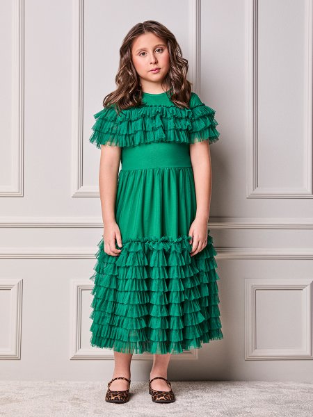 Vestido Infantil Menina Animê de Tule Fru-Fru