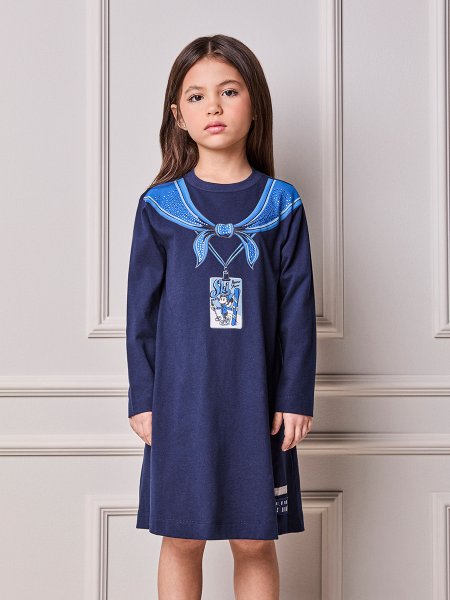 Vestido Infantil Menina Animê Manga Longa com Strass da Minnie