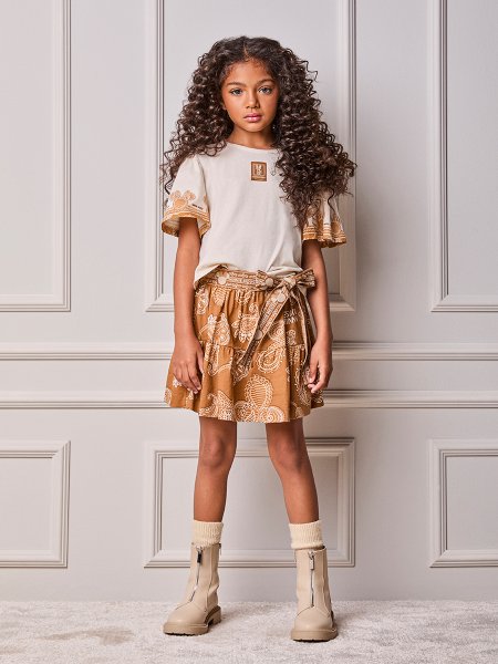 Conjunto Infantil Menina Animê Paisley da Minnie com Laço Estampado