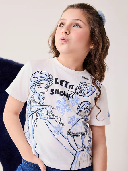 T-Shirt Infantil Menina Bimbi Frozen Disney com Strass