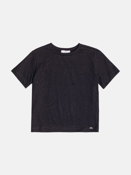 Blusa Menina Infantil Básica Preta com Strass