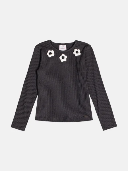 Blusa Menina Infantil com Florzinhas de Crochê