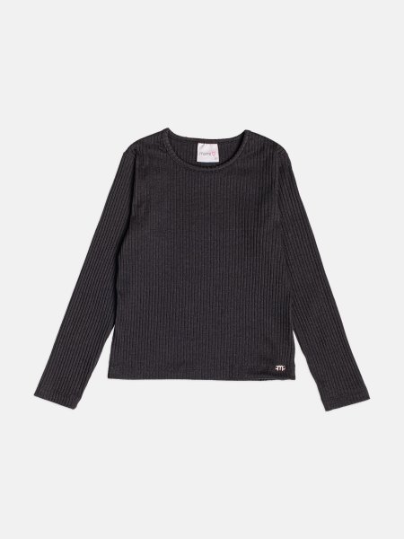Blusa Menina Infantil Básica Preta Canelada