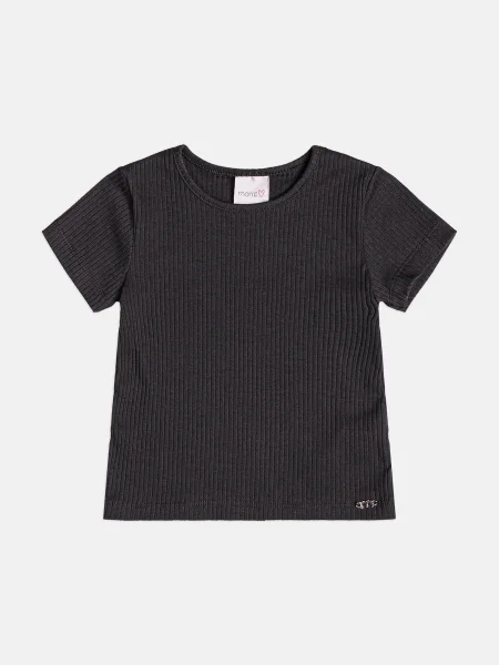 Blusa Menina Infantil Canelada Preta Básica