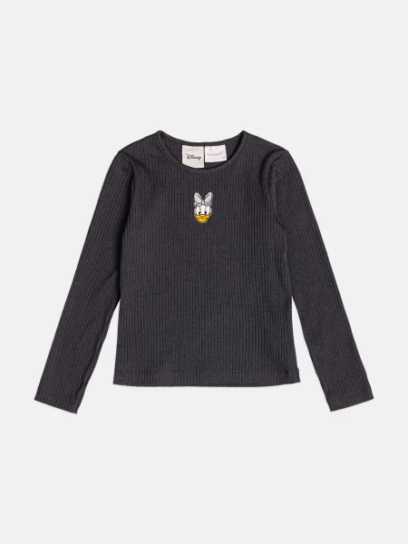 Blusa Menina Infantil Preta Canelada da Daisy Duck