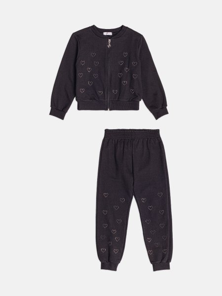 Conjunto Infantil Menina de Moletom com Strass de Coração