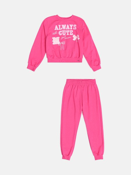 Conjunto Infantil Menina de Moletom com Estampa Neon