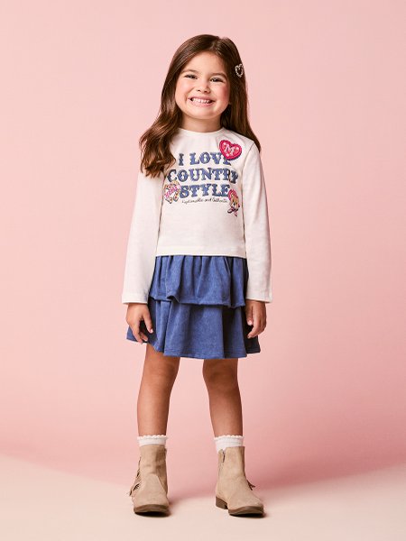 Conjunto Infantil Menina de Ursinha Country com Babados