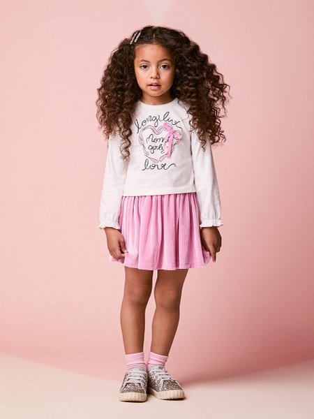 Conjunto Infantil Menina Manga Longa em Plush com Lacinho