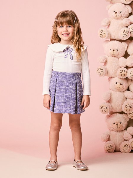 Conjunto Infantil Menina Manga Longa em Tweed com Golinha