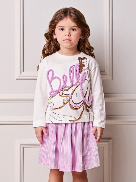 Blusa Menina Animê Infantil com Tule Bordado da Bela Disney