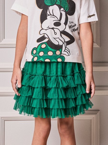 Saia Animê Infantil de Tule com Babados