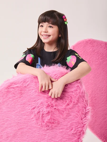 Blusa Infantil Menina Bimbi com Manga Evasê Estampada