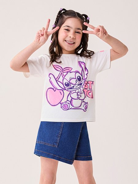 T-Shirt Infantil Menina Bimbi do Stitch Disney
