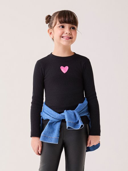 Blusa Infantil Menina Bimbi Manga Longa de Ribana Canelada