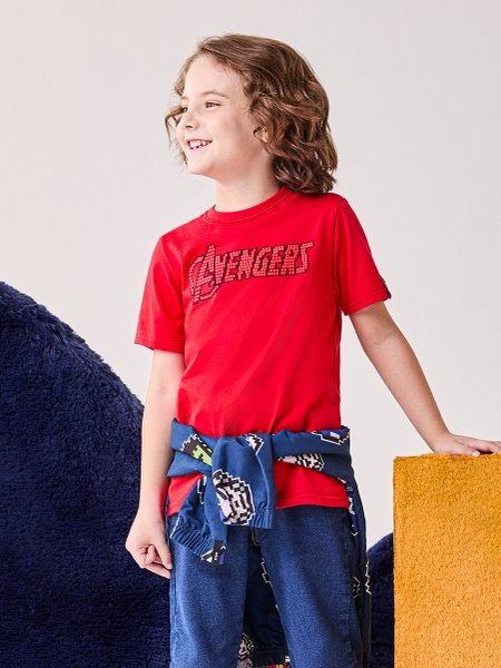 Camiseta Infantil Menino Bimbi Vermelha dos Avengers